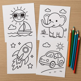 300 Desenhos Soltas Apenas Desenhos Para Colorir E Pintar Imagens Sortidas Varias Quantidades - 2 desenhos por folha em Oferta na Shopee