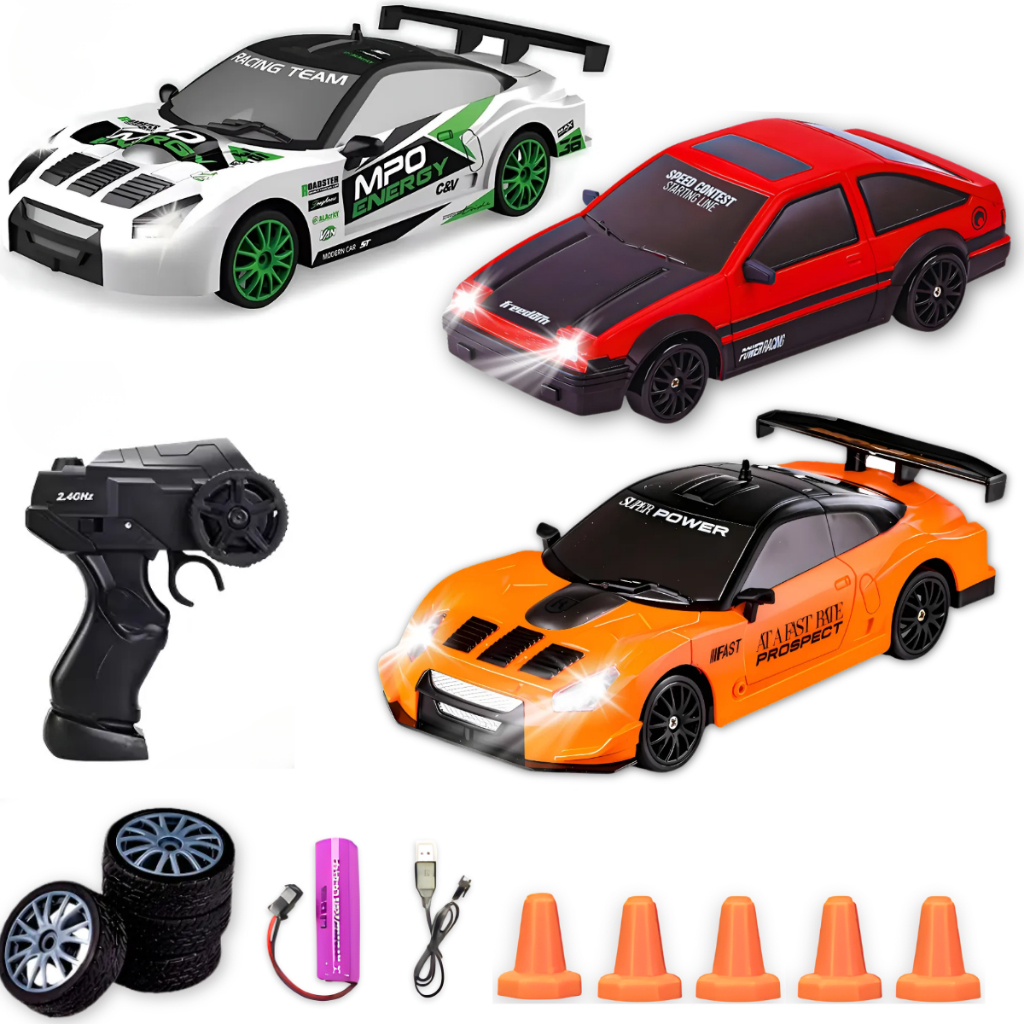 Carro de Controle Remoto Drift Real + Acessórios c/ Farol Funcional Infantil Brinquedo Menino Natal em Oferta na Shopee