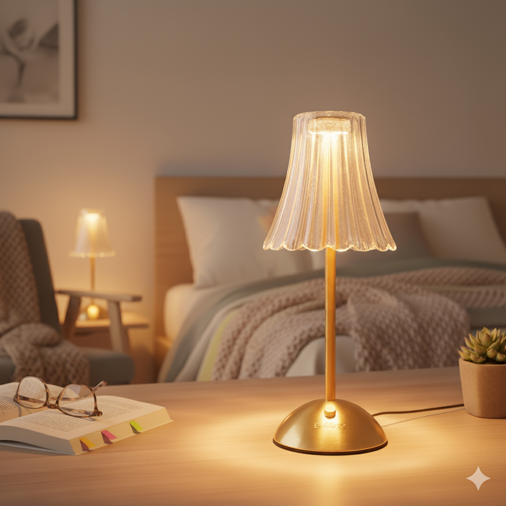 Abajur Luminária de mesa Recarregável dourado Luz Touch sem fio LED quarto Escrivaninha Cabeceira