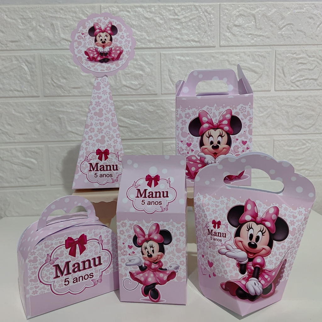 Kit Personalizados MINNIE  ROSA Caixinhas Personalizadas Lembrancinha Mimos Aniversário