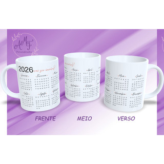 Caneca Calendário 2026 | Caneca Presente 2026 | Amigo Secreto 2026