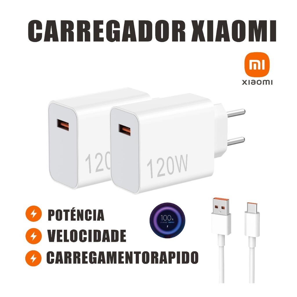 Carregador Xiaomi 67/120W Completo Turbo Power Cabo Tipo-C