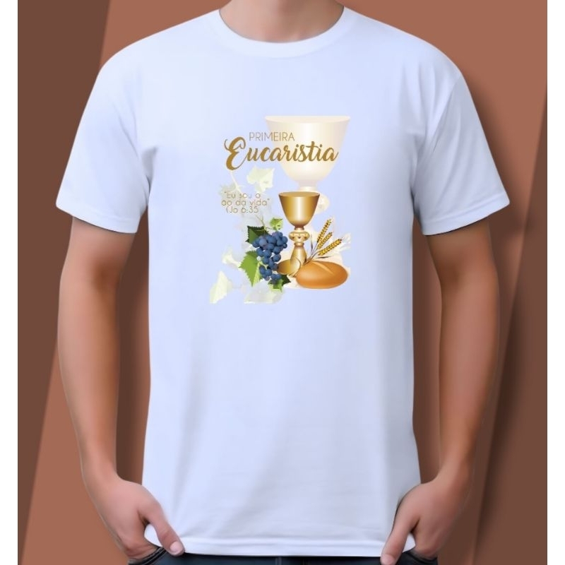 Camiseta UNISSEX Eucaristia, 1 comunhão, Igreja, missa
