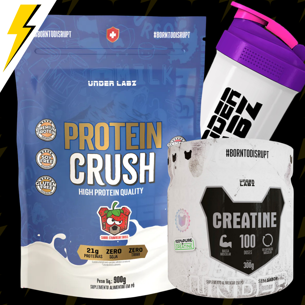 Whey Protein Crush 100% Concentrado WPC Under Labz 900g Refil - Morango, Chocolate, Cookies, Alpino.