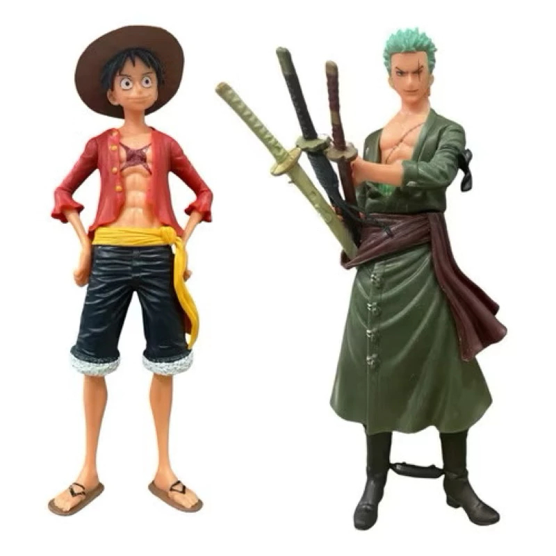 Boneco Anime Action Figure Geek One Piece Luffy,  Roronoa  Zoro – 18 cm Anime Colecionável