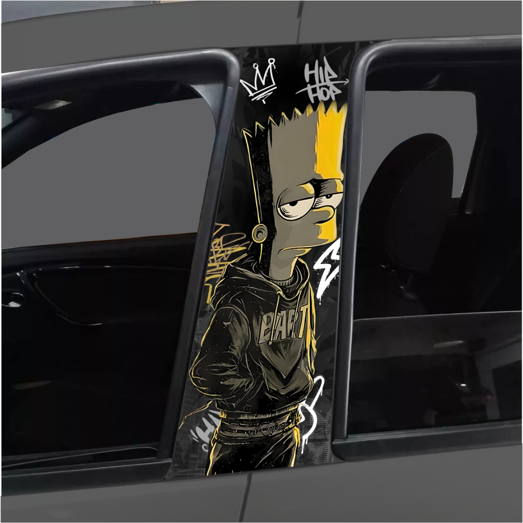 Adesivo para coluna de carro Bart e Lisa Simpson grafite em Oferta na Shopee