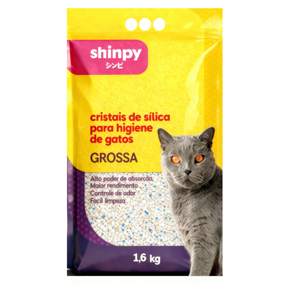 Areia higiênica para gatos Shinpy cristais de sílica grãos grossos - 1,6kg