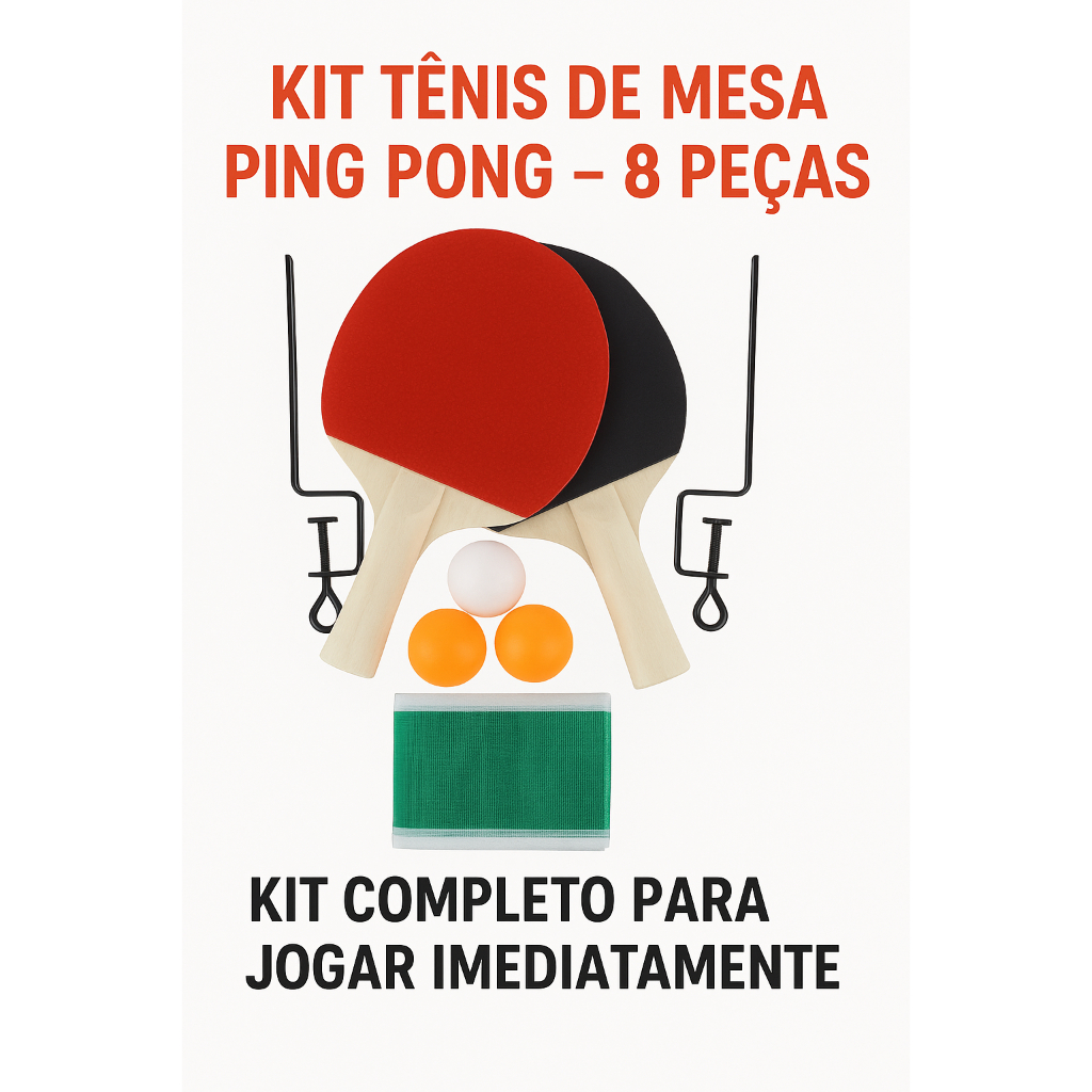🏓 Kit Tênis de Mesa Ping Pong – 8 Peças Completo!