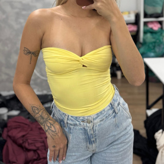 top transpassado tomara que caia nó POLIAMIDA PREMIUM versátil moda verão festa noite caimento perfeito em Oferta na Shopee