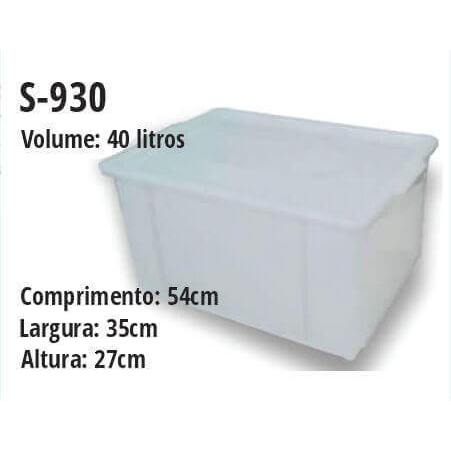 Caixa Plástica 40L S930 com Tampa em Oferta na Shopee