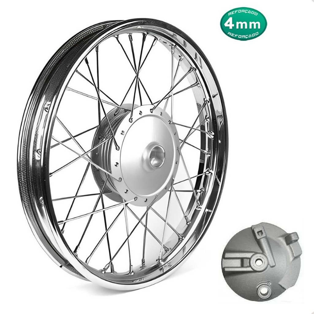 Roda Aro Calha Folha Jante Dianteira Yamaha Ybr 125 2000 A 2008 Factor Alinhada Raio 4mm Tambor Com Espelho