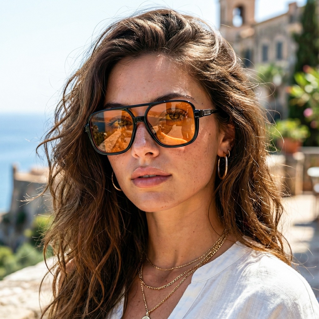 Óculos Feminino Aviador Ilook Estilo Moderno Ponte Dupla Detalhe Vazado Proteção Total UVA UVB