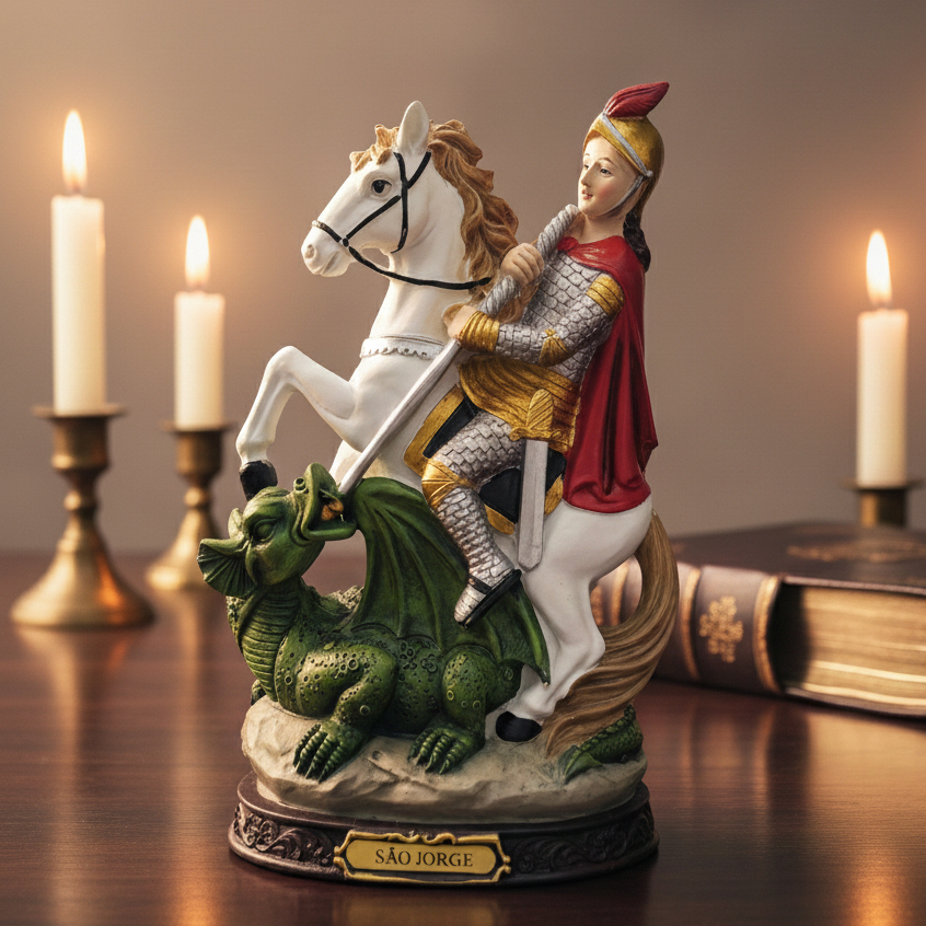 IMAGENS, SANTOS, RESINA, SAO JORGE 15,5cm em Oferta na Shopee