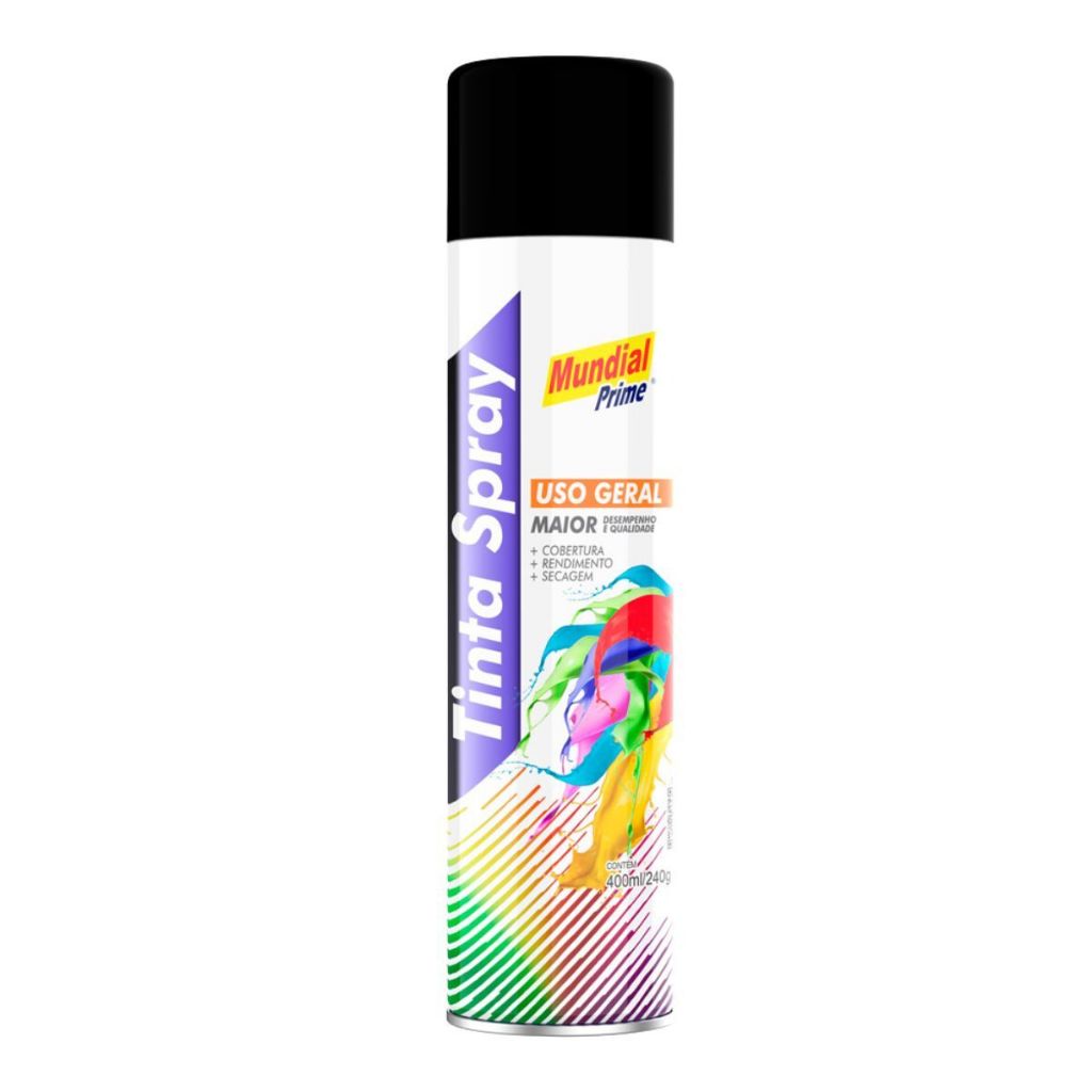 Tinta Spray Mundial Prime Preto Fosco – 400ml em Oferta na Shopee