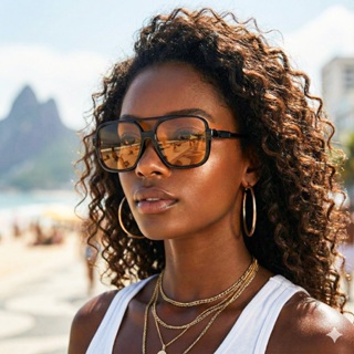 Óculos de Sol Feminino Aviador Ilook Moda Fashion Hastes Baixo Relevo Lente Policarbonato UV400 em Oferta na Shopee