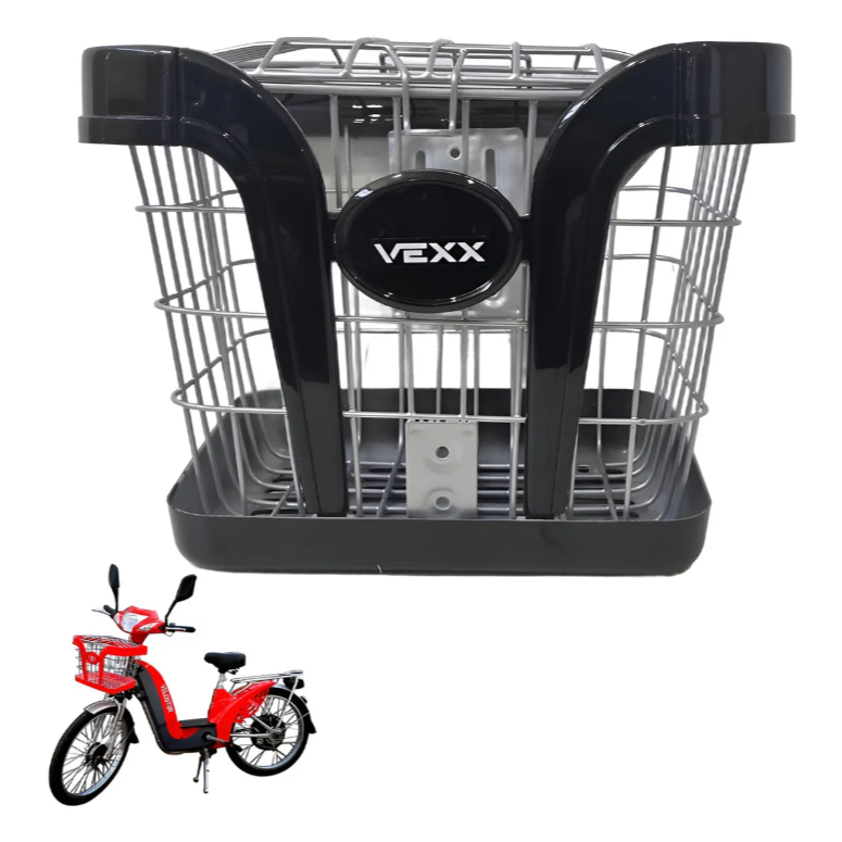 Cesta Frontal Com Tampa Bicicleta Elétrica Veloster Vexx Preto