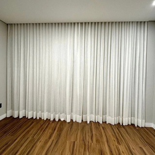Cortina Trilho Suíço Duplo Sob Medida Pé Direito Alto Gaze de Linho com Blackout 100% Vedação em tecido Luxo em Oferta na Shopee