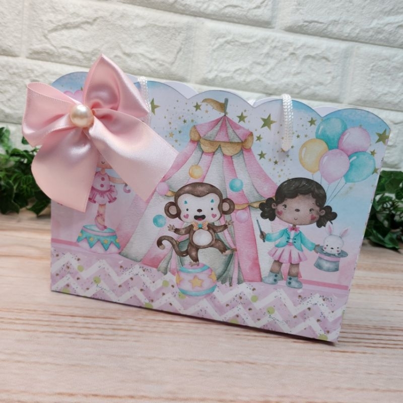 Sacolinha Circo Rosa Personalizada l Sacolinha l Lembrançinha l Festa Infantil l Festa Circo Rosa