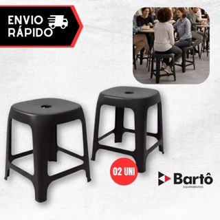 Kit 2 Banqueta Preta De Plástico Resistente Reforçada Adulto Suporta Até 120kg em Oferta na Shopee
