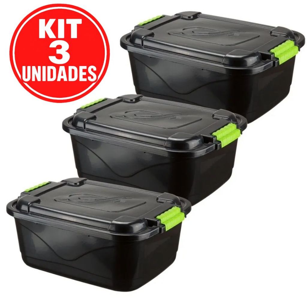 Caixas Organizadoras Reforçadas Preta 12 Litros em Oferta na Shopee