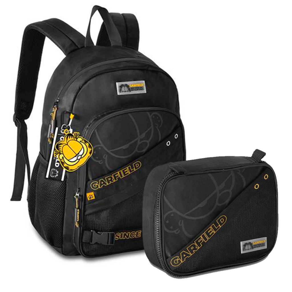 Kit Mochila + Estojo Simples Garfield Escolar Juvenil - Clio
