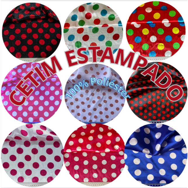 50 m cetim bolinhas100% poliéster (50m X 1,47 m) vestidos, blusas, saias, pijamas, fantasias, tiaras
