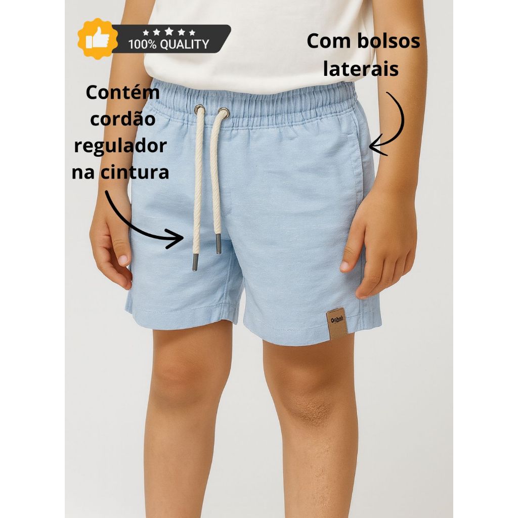 Short infantil Linho Mauricinho Bermuda Menino Casual Premio Criança Masculino lazer festa em Oferta na Shopee