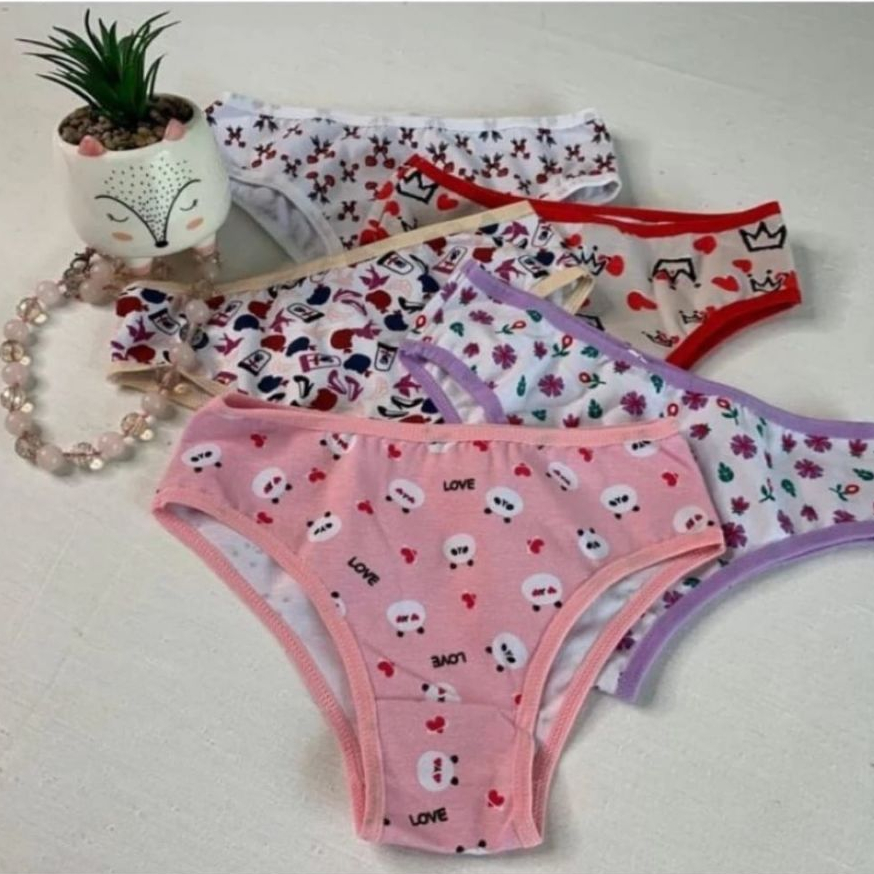 Kit 10 Calcinha Infantil 100% Algodão Dia a Dia Conforto Mocinha Menina Criança Antialergica em Oferta na Shopee