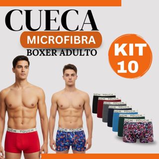 Kit 10 Cuecas Boxer Box Micro-fibra Masculino Adulto Sortido Com Forro 100% Algodão em Oferta na Shopee