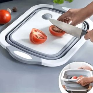 Escorredor E Tabua Cesta De Alimentos Dobrável Retrátil Silicone 3 Em 1 Multifuncional Cozinha em Oferta na Shopee