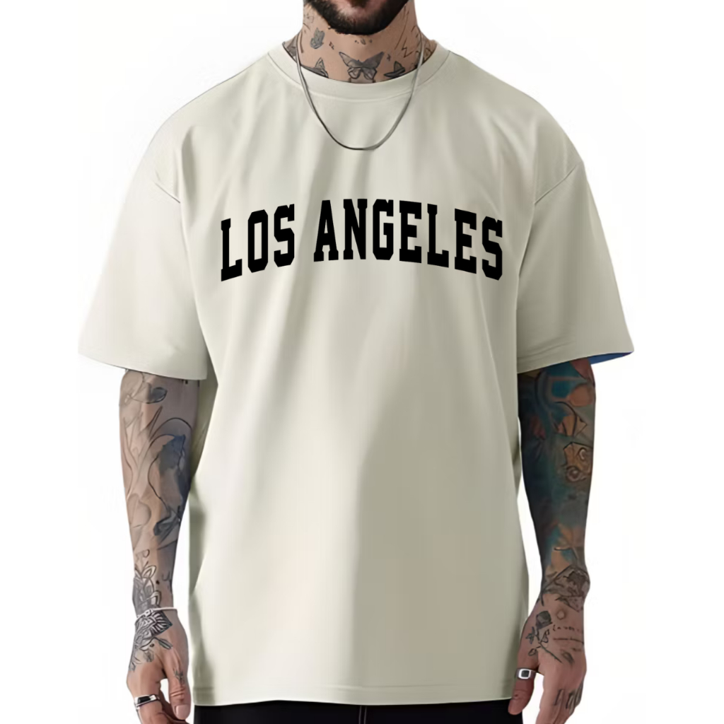 Camiseta Los Angeles Oversized Streetwear Camisa Estampada 100% Algodão Premium Macio Alta Qualidade