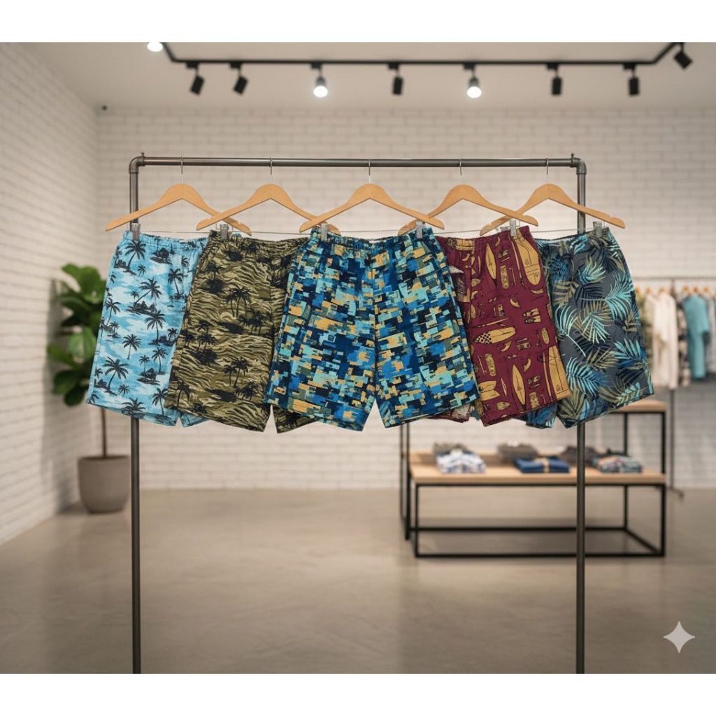 Kit 5 Bermudas Juvenis Tactel Estampadas  Conforto Praia Piscina