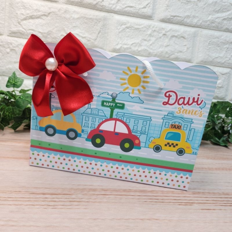 Sacolinha Carrinho Personalizada l Sacolinha l Lembrançinha l Festa Infantil l Festa Carrinho