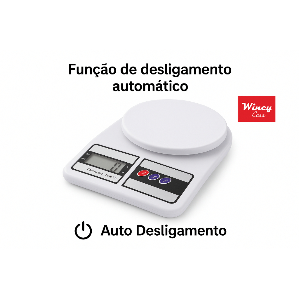 Balança Digital Eletrônica de Cozinha 10kg Wincy Casa – Alta Precisão, LCD, Função Tara – Branca