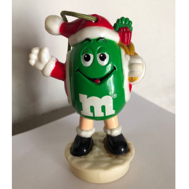 Vintage 1997 - enfeite do M&M verde de Amendoim vestido de  Papai Noel - Enfeite de Natal Topper