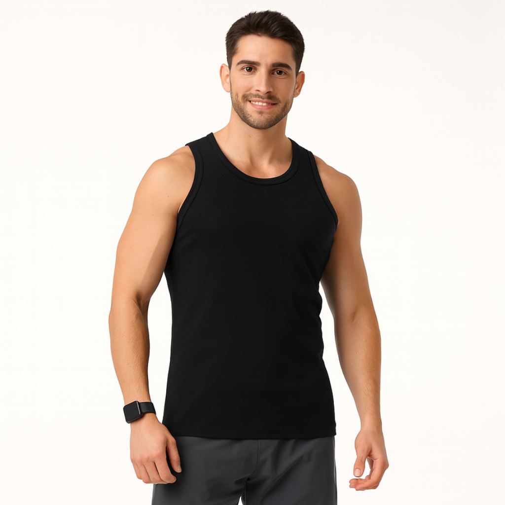 Kit C/3 Regata Premium Masculina Modelo Americano Canelada Algodão e Elastano Malha Encorpada Ultra Conforto