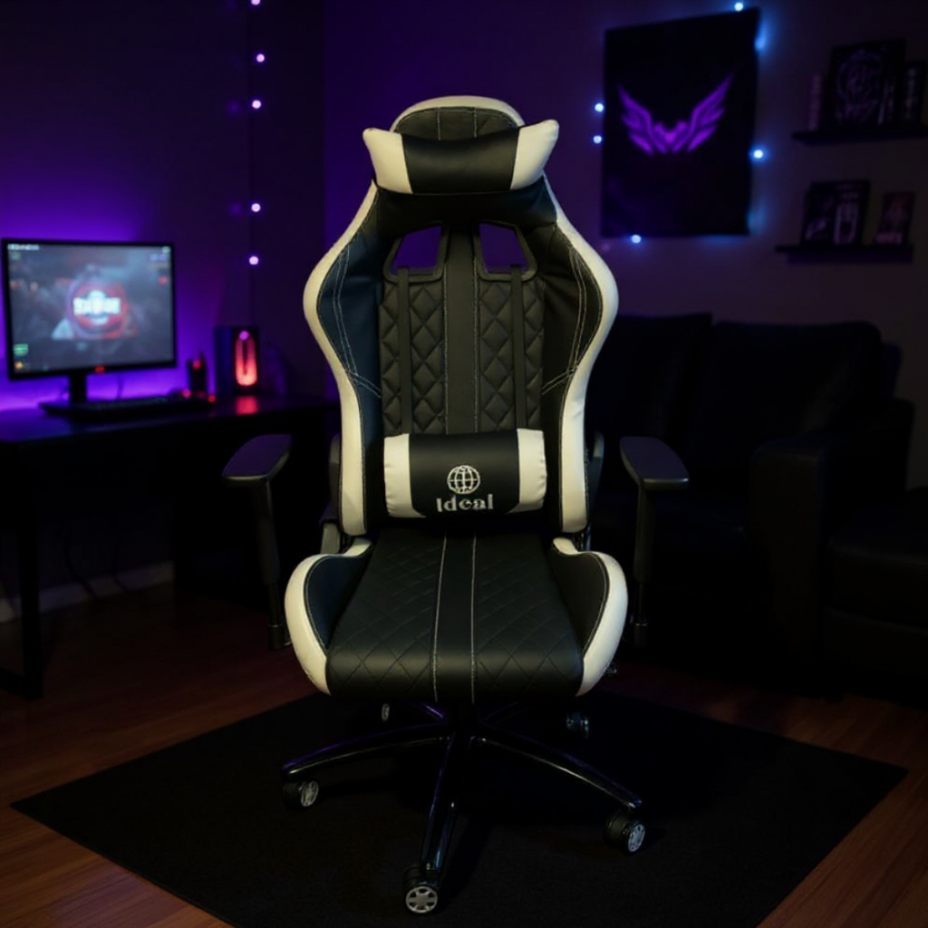 Cadeira Gamer Ergonômica Confortável com Ajuste de Altura e Reclinável Ideal par
