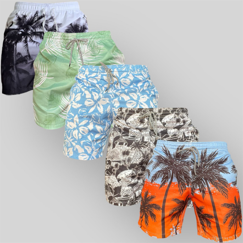 Kit 5 Shorts Masculino Bermuda Praia Tactel Estampado Verão em Oferta na Shopee