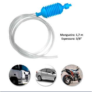 BOMBA MANUAL DE SUCCAO COM MANGUEIRA PARA TRANSFERENCIA DE COMBUSTIVEL AZUL UNIVERSAL (COMP. 1700MM) ESTAMPARIA B310