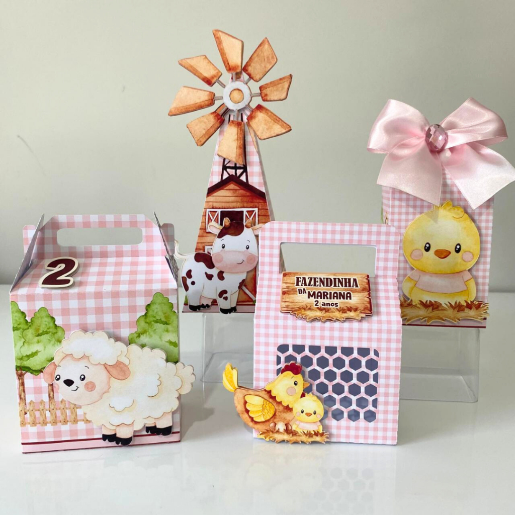 Kit Festa Personalizada Fazendinha Rosa menina  - Lembrancinha - Aniversário
