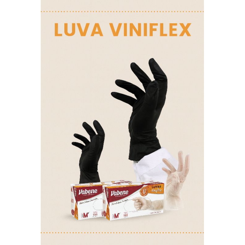 1000 Luvas Descartáveis Viniflex Vabene - Kit com 10 Caixas de 100 Un. -Estética, Cozinha, limpeza