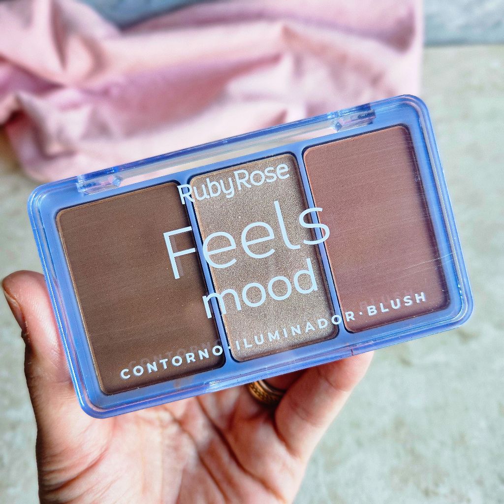 Paleta Feels Mood Ruby Rose – Trio Contorno, Iluminador e Blush | Make Completa