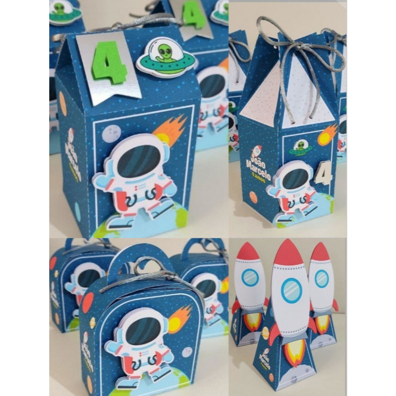PEGUE E MONTE CAIXINHAS FESTA /LEMBRANCINHAS/PERSONALIZADOS:TEMA ASTRONAUTA