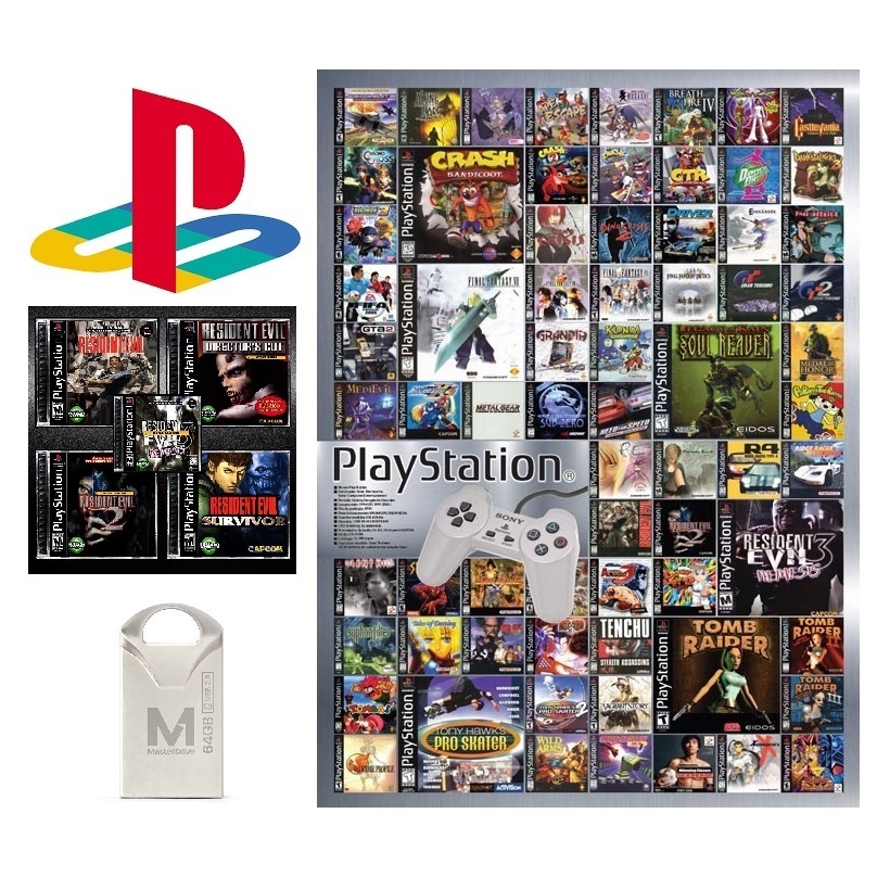 Pen Drive 64gb com 107 Jogos Ps1 Playstation para OPL/Ps2