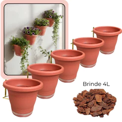 Kit Vaso Anti-Dengue e Autoirrigavel + Suporte Fixação + Prato e Cordão -Brinde Casca de Pinus _MP20-SR-Cor-CP2