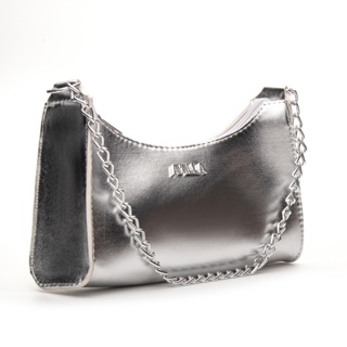 BOLSA BAGUETE FEMININA METALIZADA CORRENTE DE LADO TIRACOLO TRANSVERSAL DE OMBRO em Oferta na Shopee
