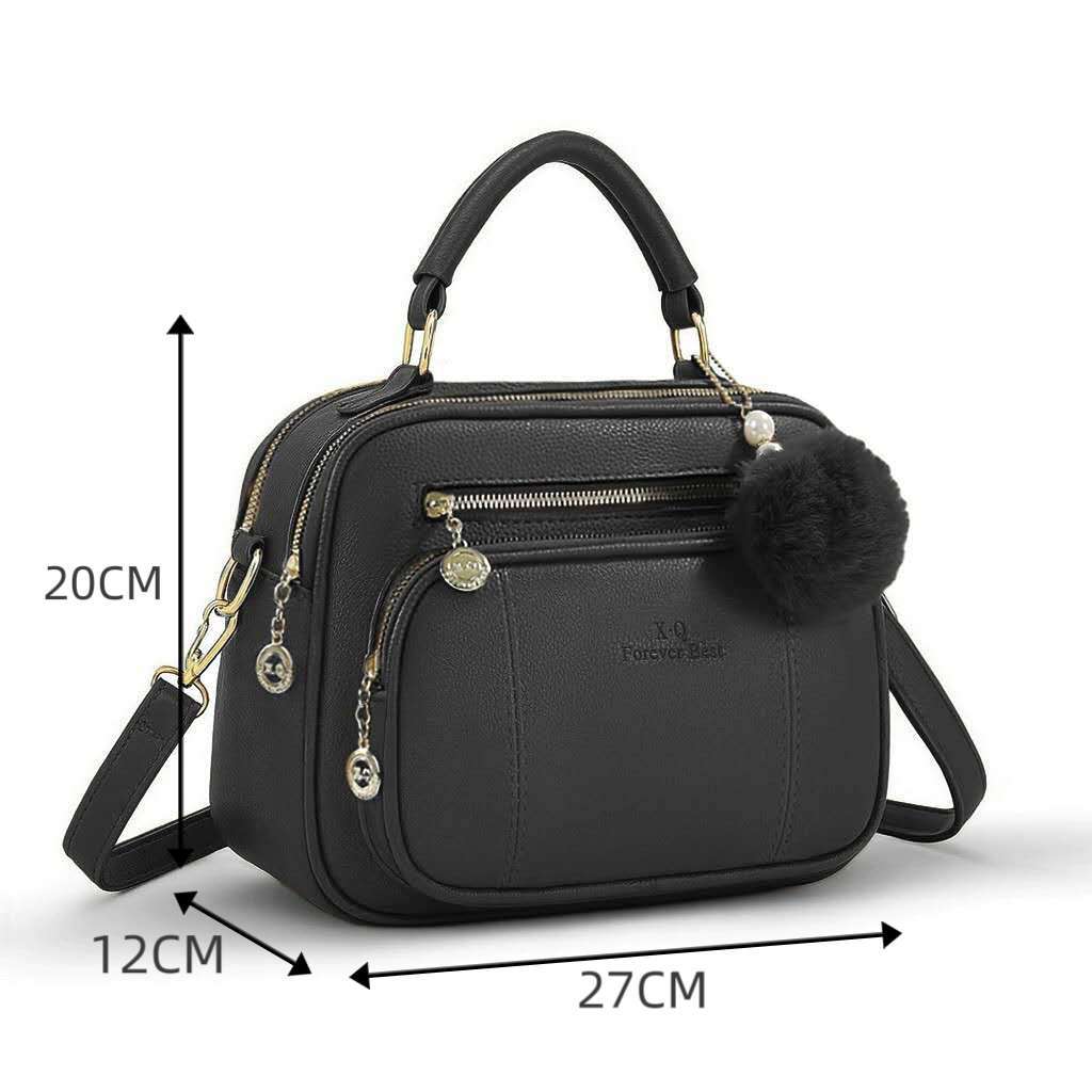 Bolsa Feminina Com Chaveiro Pompom Tira Colo Faixa de Mão De Couro Tranversal DEC6071# em Oferta na Shopee