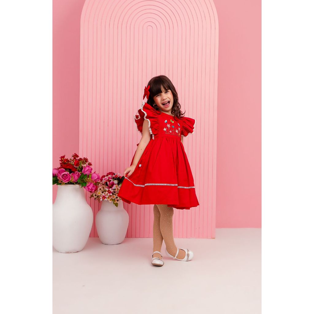 Vestido Vermelho Princesa 02 + Laço de cabelo