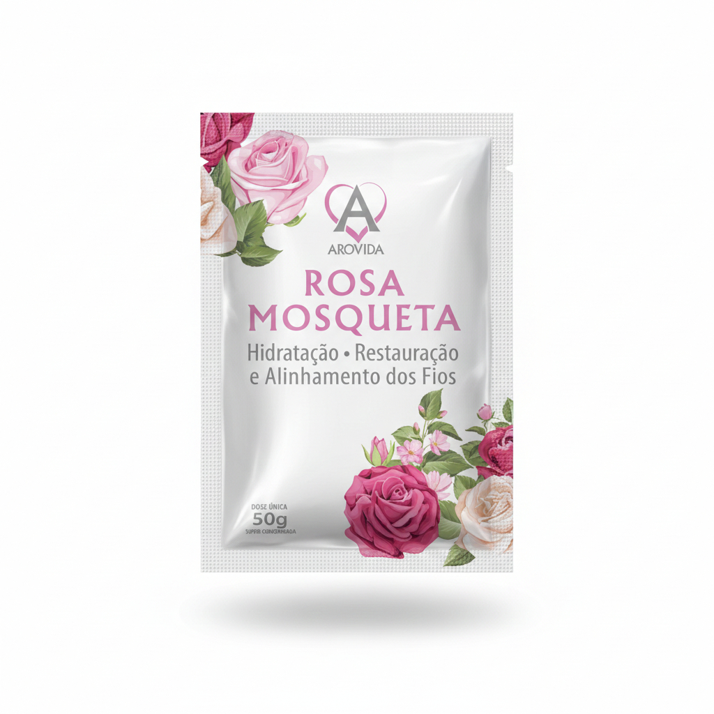 Máscara Capilar Arovida Sachê Rosa Mosqueta 50g – Nutrição | Brilho | Cuidado Diário