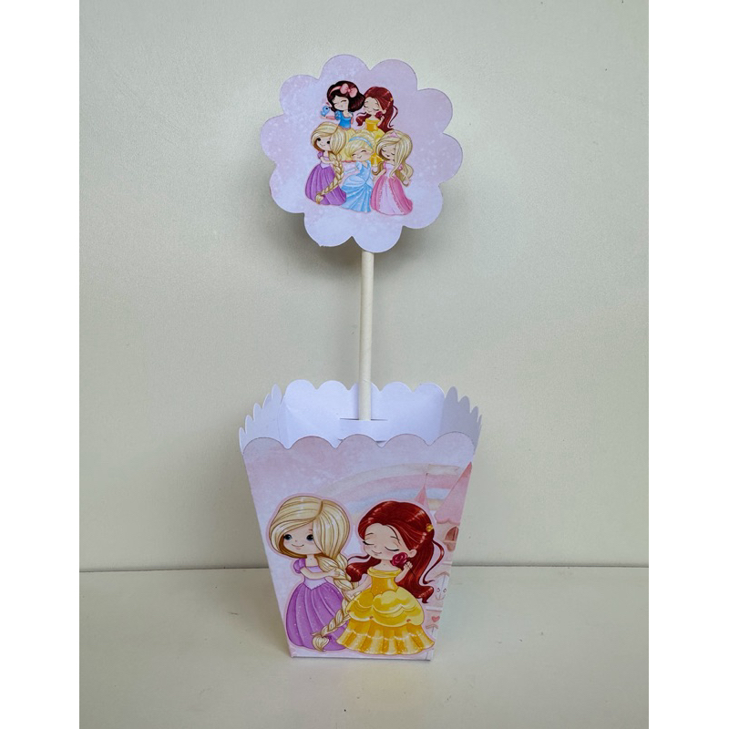 Centro de mesa Princesas Cute Aquarela Cachepo Personalizado Enfeite de mesa festa infantil Caixinha Lembrancinha